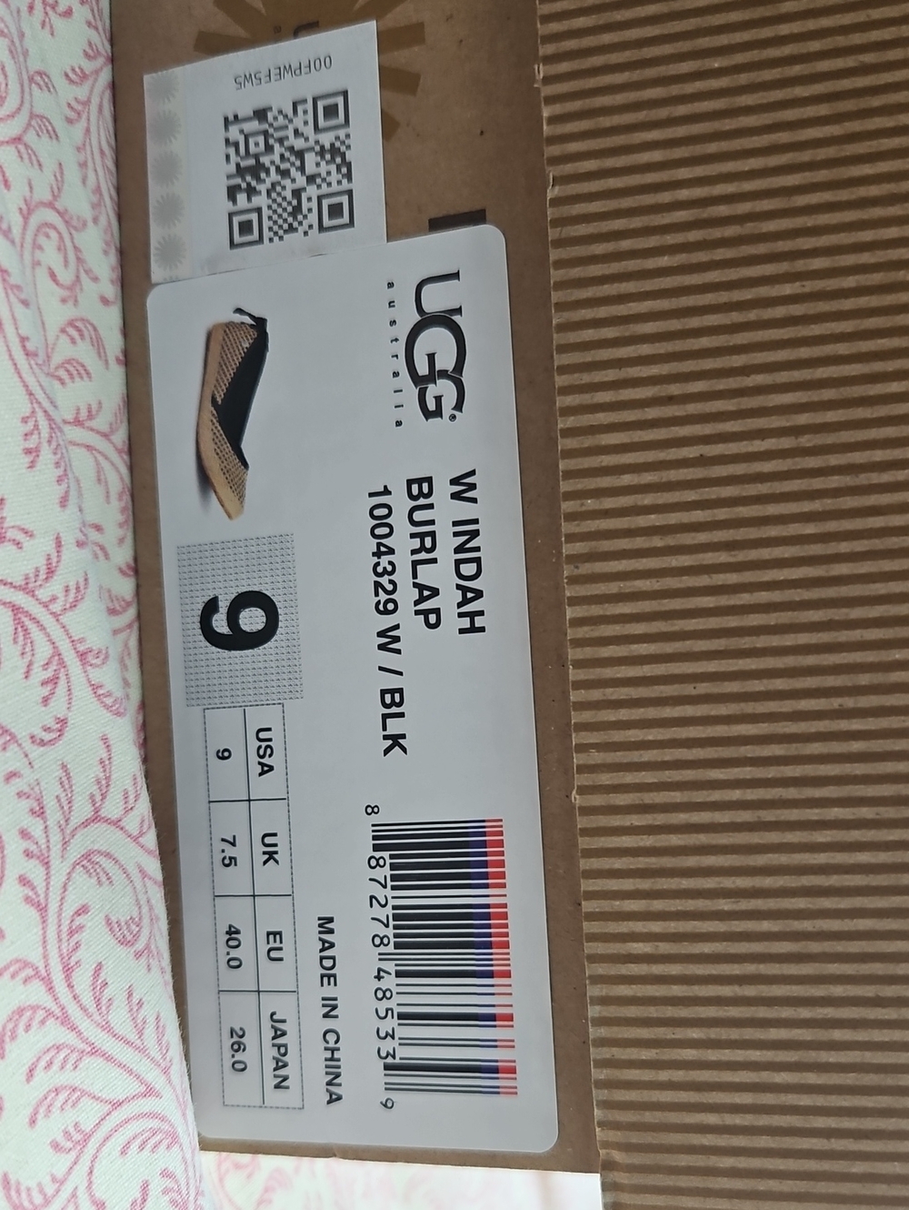 UGG W Indah Black Canvas Flat